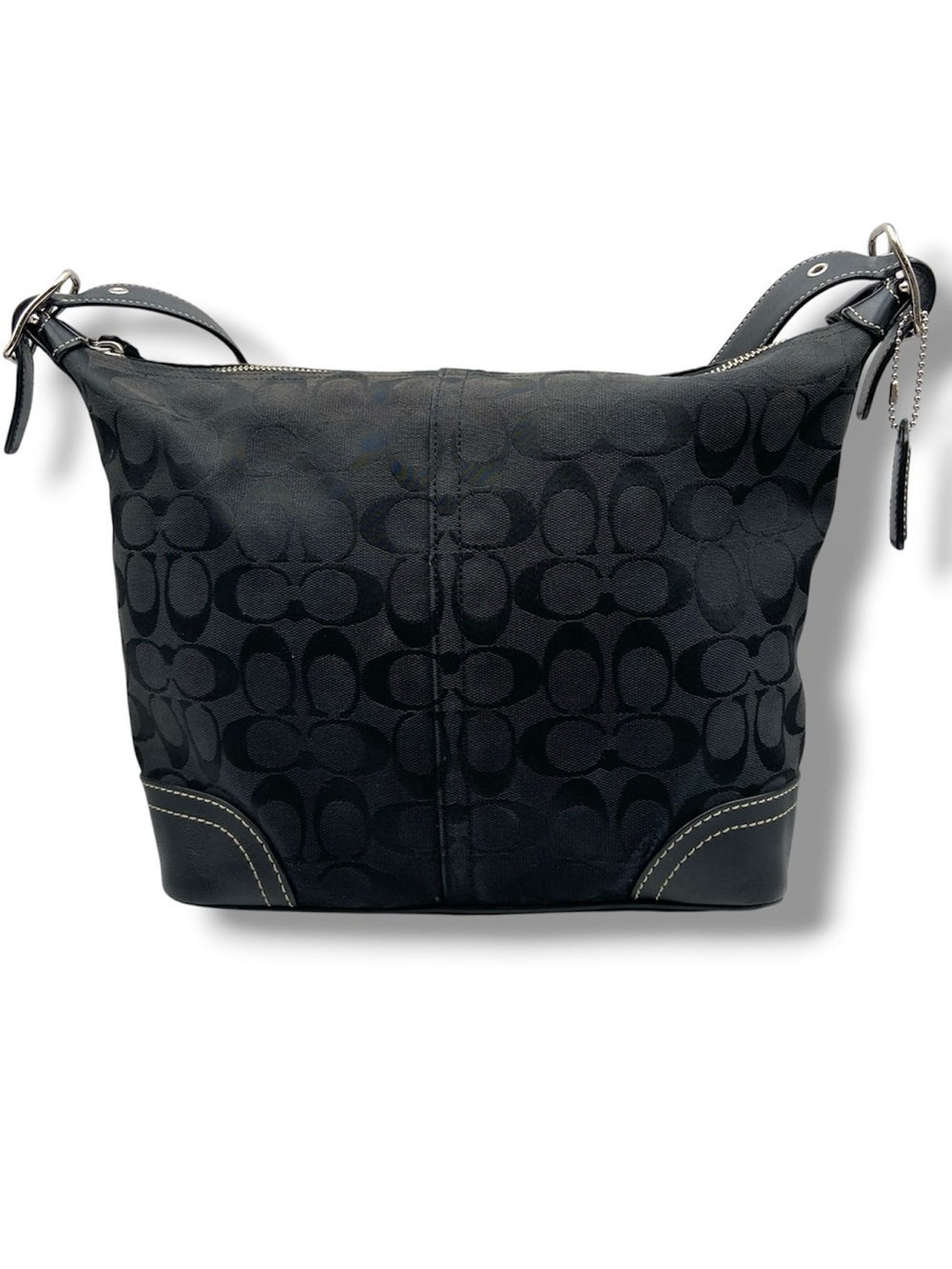 Coach Black Signature Jacquard Hobo Shoulder Bag